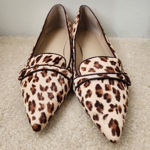 Ann Taylor Real Fur Animal Print Flat Shoes Size 9.5